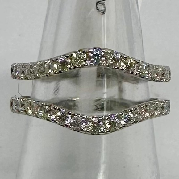 Moissanite Diamond Enhancer Ring Guard Wedding Band Anniversary 925 18k Size 5.5 - Picture 1 of 11